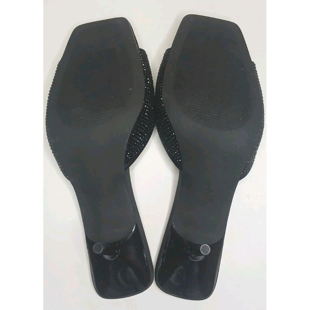 AQUA Women's Sz 7.5 Embellished Stiletto Mules Onyx Black Slip-on Sparkle NIB - Picture 13 of 16